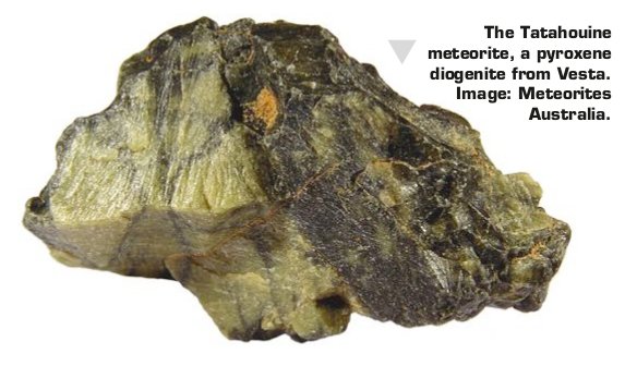 The Tatahouine meteorite, a pyroxene diogenite from Vesta. Image: Meteorites Australia