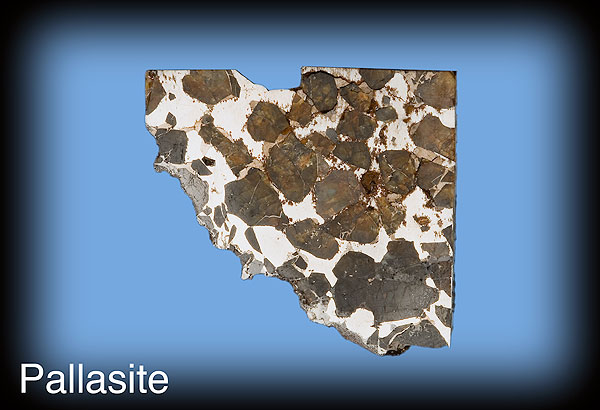 Pallasite meteorite section